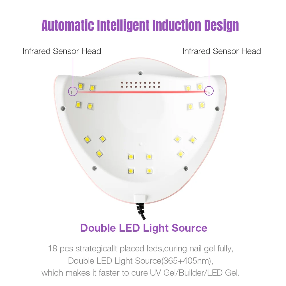 УФ светодиодная лампа для сушки гель лака 18 светодиодов 36 Вт|Сушилки ногтей| |