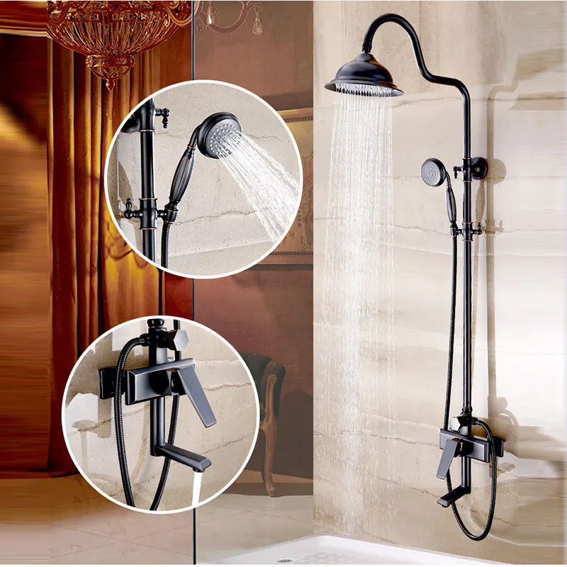 Набор душевых смесителей для ванной комнаты черная система душевого душа