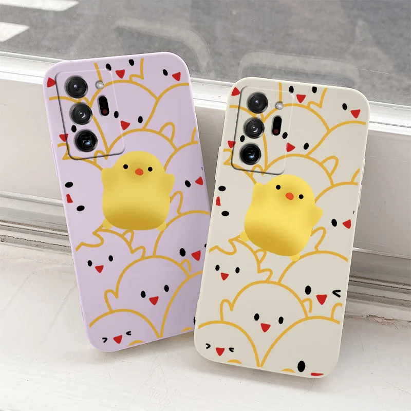 

Cute Chick Liquid Phone Case For Samsung Galaxy A72 A52 A42 A32 A22 Camera Soft Back Cover On A21S A02S A12 A02 A71 A51 A41 A31