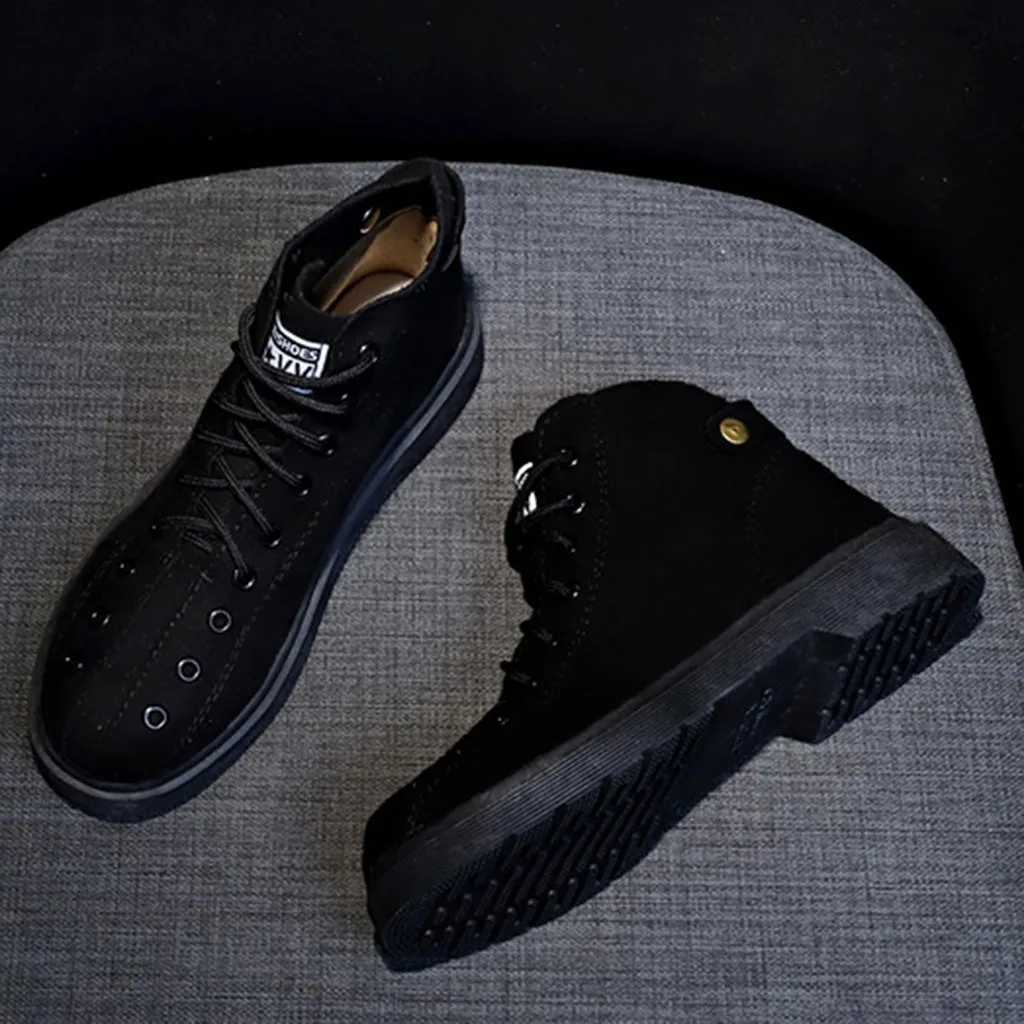 Martin Boots for women Lace-Up ankle boots 2019 Fashion Flock Bread Shape Winter Lace Up Casual Flat Heel Round Head Booties | Обувь