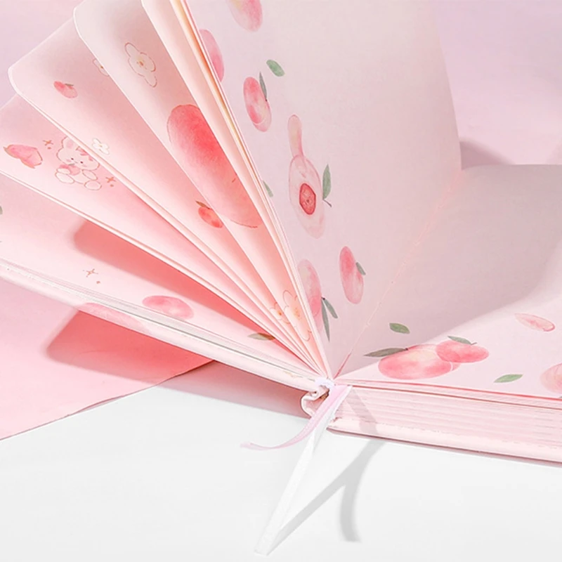 

Pink Peach Notebook Agenda A5 A6 Magnetic Buckle Diary Color Illustration Daily Plan Leather 112 Pages Kawaii Stationery