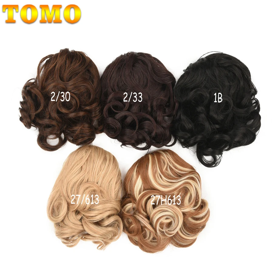 

TOMO Short Wavy Synthetic Hair Extensions Tail Ponytail Hairpiece Wrap Round With Hairpins High Temperature Fiber Natural Black