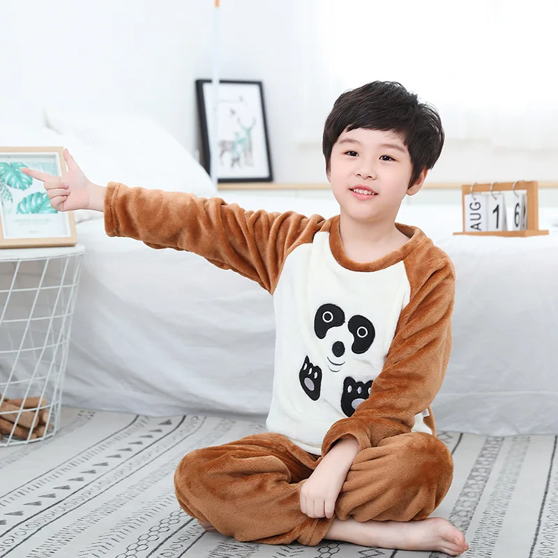 

Children's Christmas Boys cartoon Pajamas Kids Winter Set Flannel Thick Long Sleeve Suit Velvet Cartoon Boy Baby Homewear