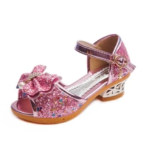 girls sandals rhinestone butterfly latin dance kids shoes children high heel princess shoes glitter leather party dress wedding