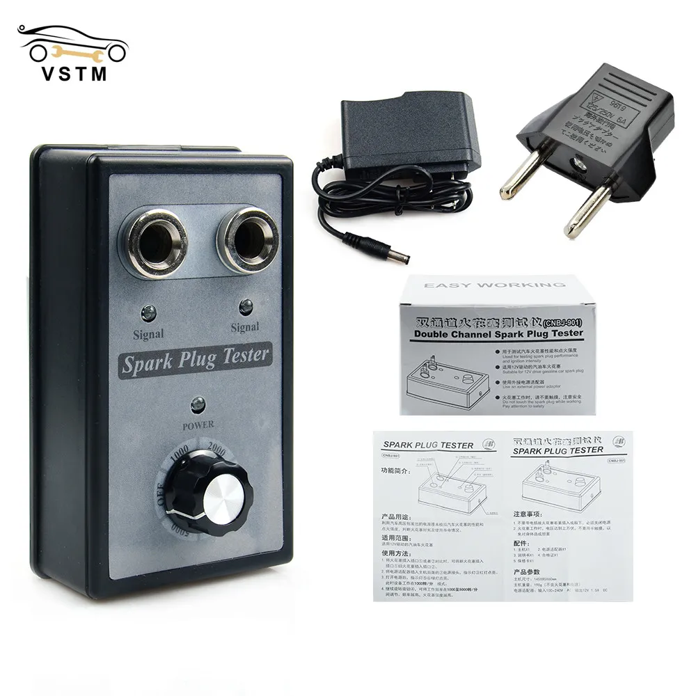 

Лучший тестер свечей зажигания с двумя отверстиями, Автомобильный анализатор свечей зажигания, диагностический инструмент, тестер свечей ...