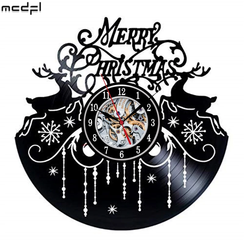 Виниловые настенные часы с рождественским дизайном для дома гостиной кухни