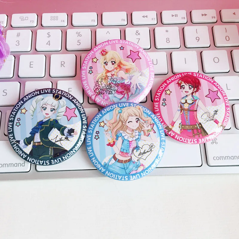 44MM Aikatsu! Cosplay Badges Hoshimiya Ichigo Brooch Pin Kiriya Aoi Shibuki Ran Collection Badge Breastpin for Backpacks Clothes - купить по