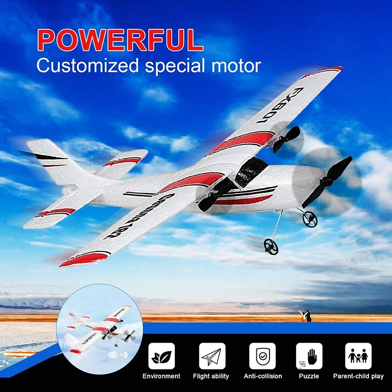 

2.4Ghz 2-Channel Remote Control Aircraft EPP Foam RC Aircraft Built-in 6-Axis Gyroscope FX801 Remote Control Glider
