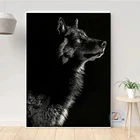 Черно-белые картины с волком и оленем, холст с животными, настенный плакат, абстрактные картины для гостиной, домашний декор