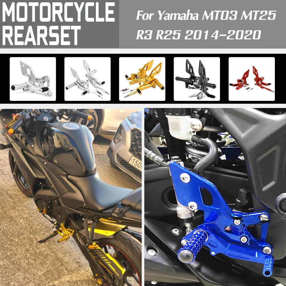 

Motorcycle Accessories Adjustable Rearset Footrest Foot Rests Pegs For Yamaha YZF R3 R25 2014-2020 MT 03 25 MT25 MT03 Rear Sets