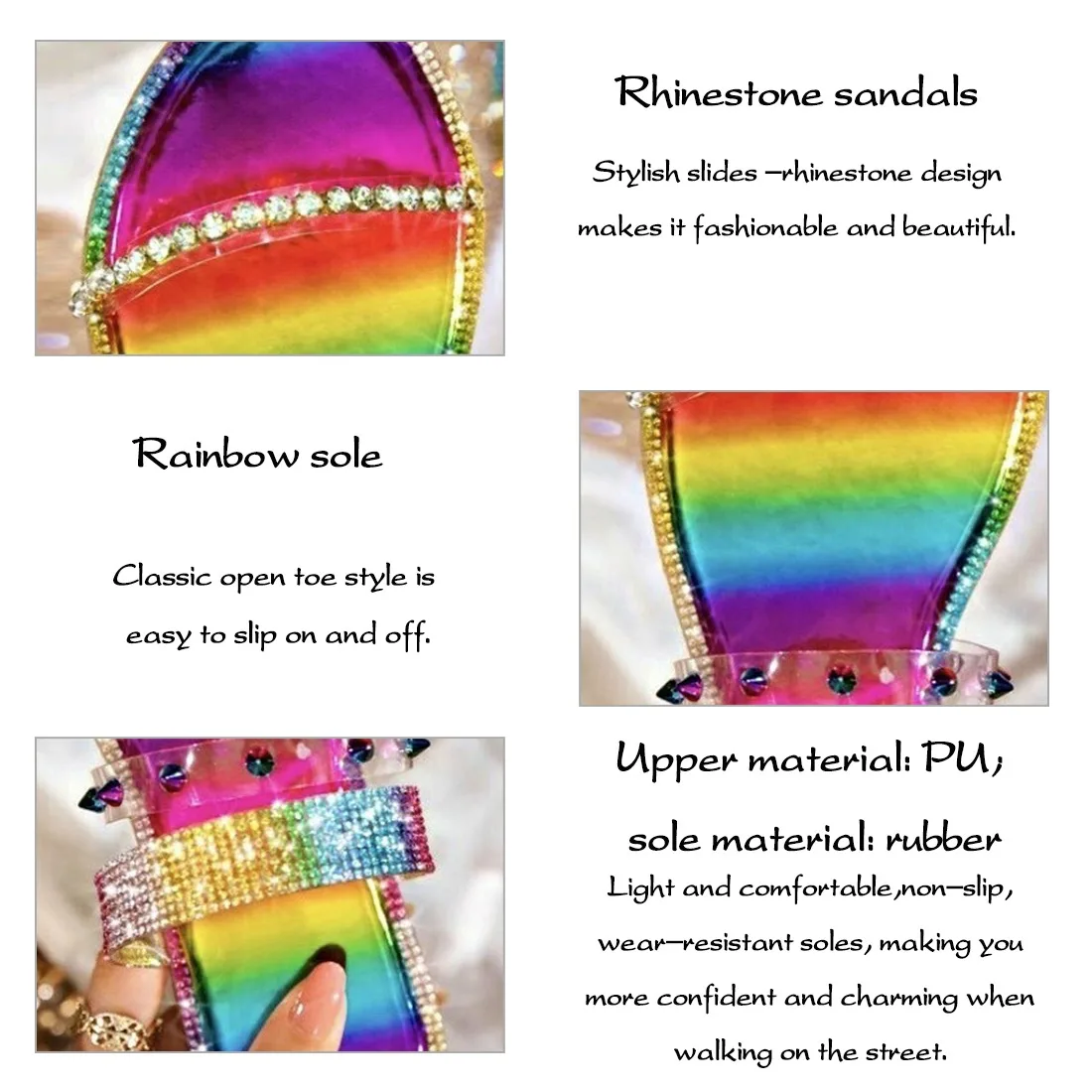 

2021 Fashion Flat Sandals Women Rainbow Color Slides Slippers Ladies Flip Flops Outdoor Beach Shoes Woman Home Slippers Female