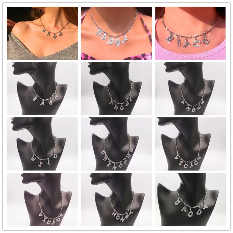

Alphabet Bitch Pendant Necklace for Women Fun Game Statement Clavicle Chain Necklace Women Charm Party Jewelry Accessories