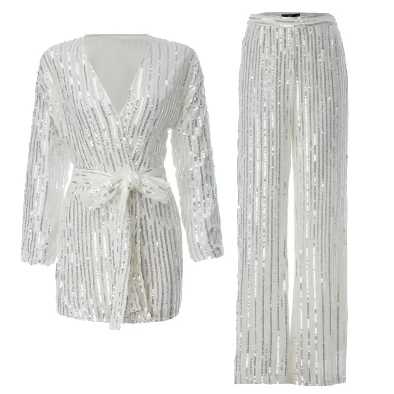 White set Блесток abaya Дубай мусульманский Топ ансамбль Femme 2 шт. Pantalon Оман Пакистан Исламская молитва одежда для женщин хиджаб платье комплект - Цвет: White set