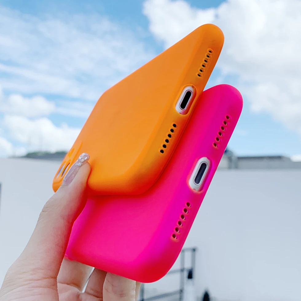 

Fluorescent Matte Silicone Case For iPhone 12 11 Pro Max Mini XS XR X 7 8 Plus iPhone11 11Pro Phone Translucent Soft Candy Cover