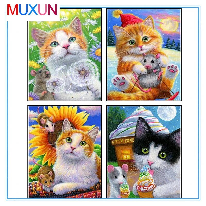 Полная квадратная дрель 5D алмазная картина животные кошка новая 3D Алмазная