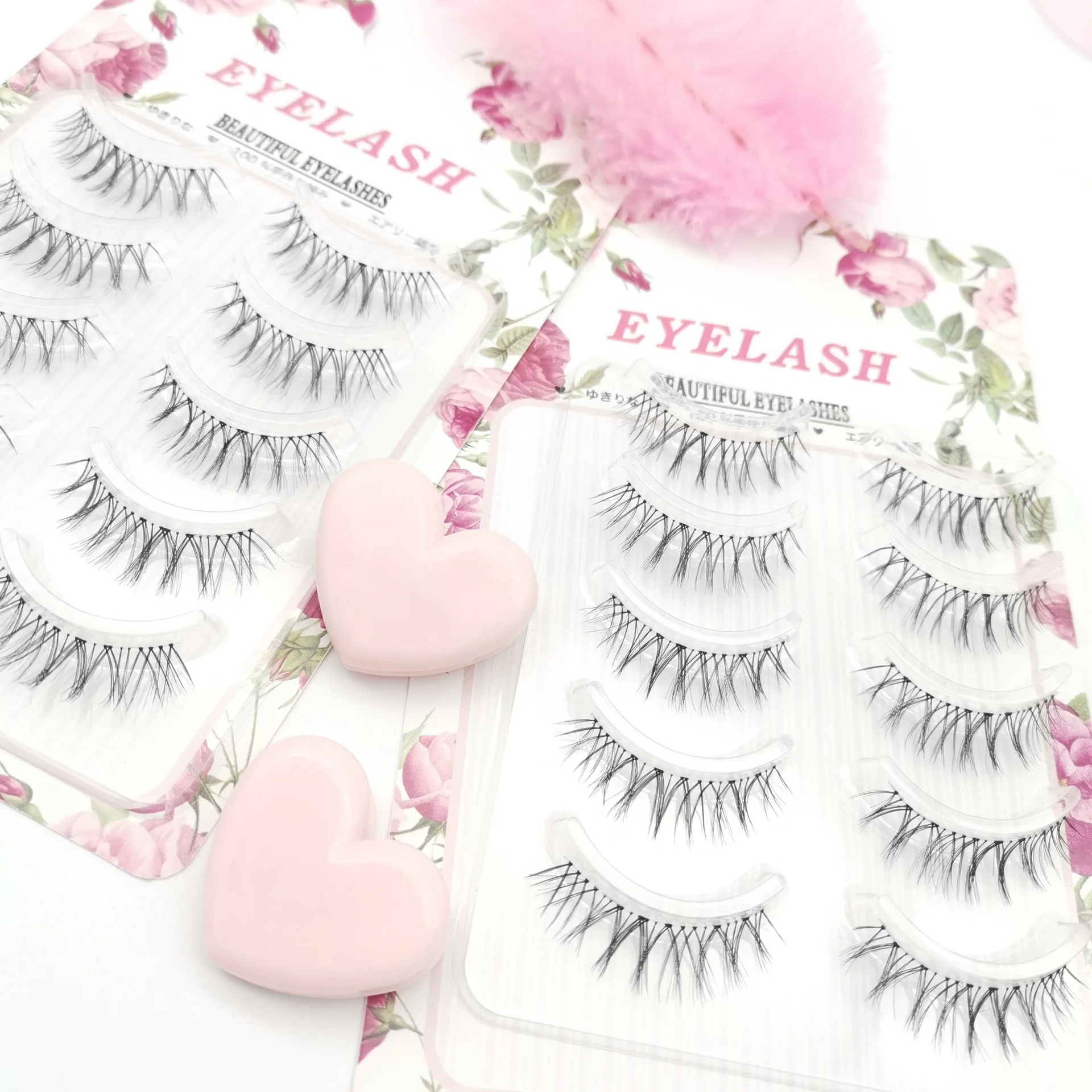 

5 Pairs 3D Faux Mink Hair False Eyelashes Wispies Fluffies Drama Eyelashes Natural Long Soft Handmade Cruelty-free Black Lashes
