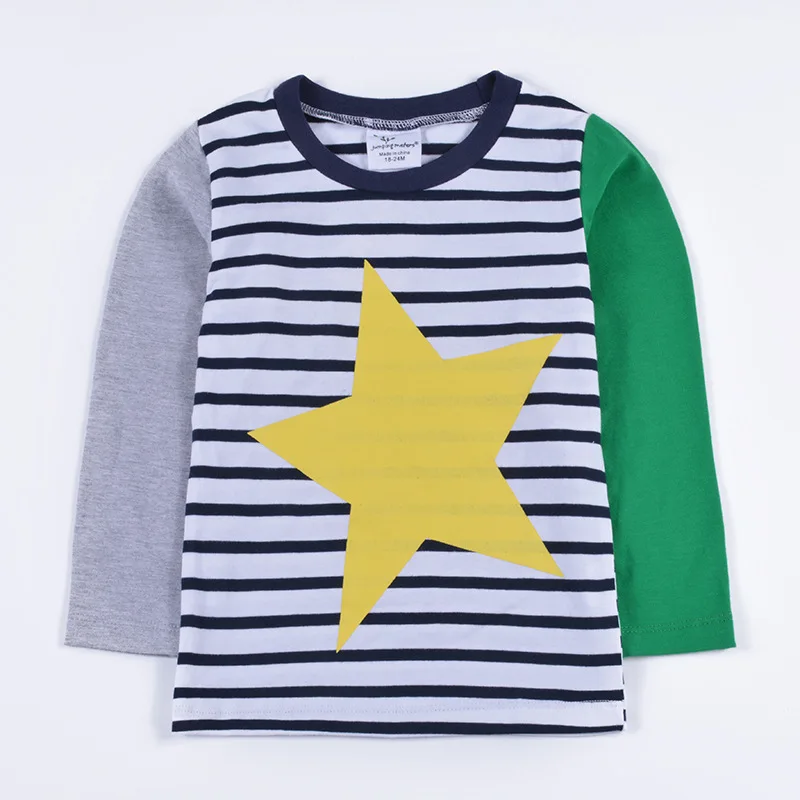 CENKIBEYRA/Осенняя детская футболка в полоску с длинными рукавами и звездами для