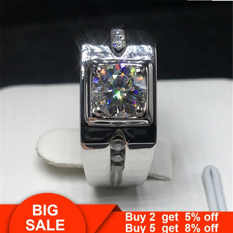 Изысканные мужской серебряное кольцо 925 пробы с кубическими кристаллами