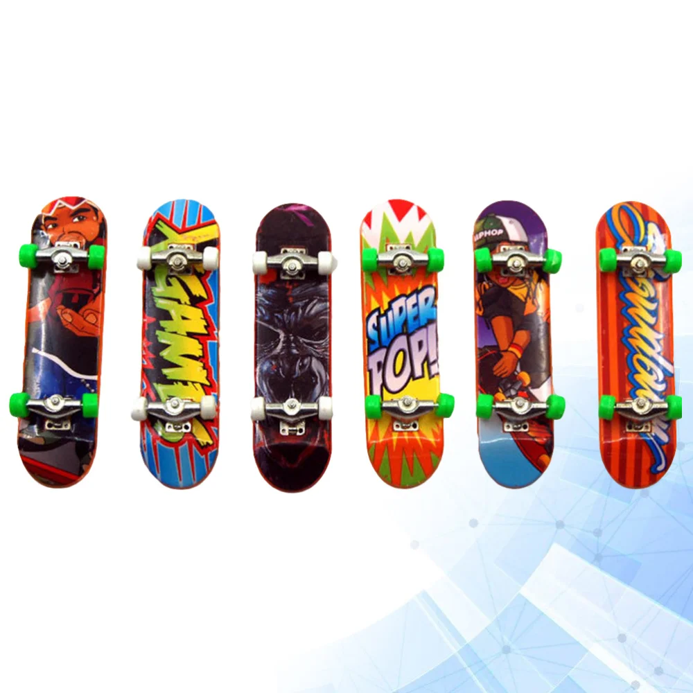 

6PCS Mini Skateboard Deck Truck Finger Board Park for Boy Kid Children Gift (Random Color)