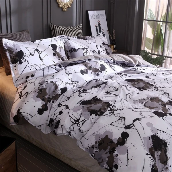 Постельные комплекты в скандинавском стиле большие размеры черный белый цвет