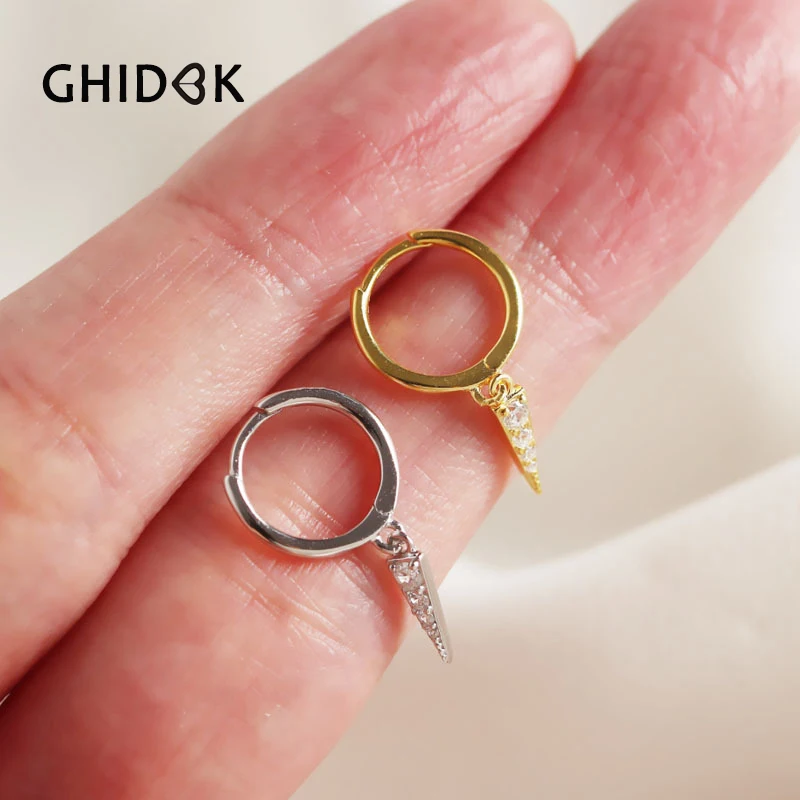 Серьги подвески GHIDBK в стиле панк из серебра 925 пробы с минималистичными шипами и