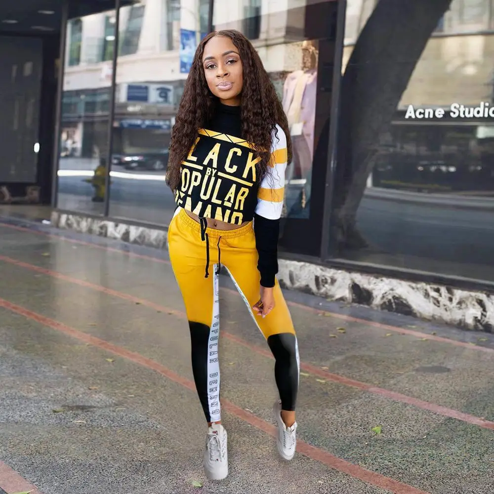 Женский спортивный костюм с буквенным принтом повседневный для занятий спортом