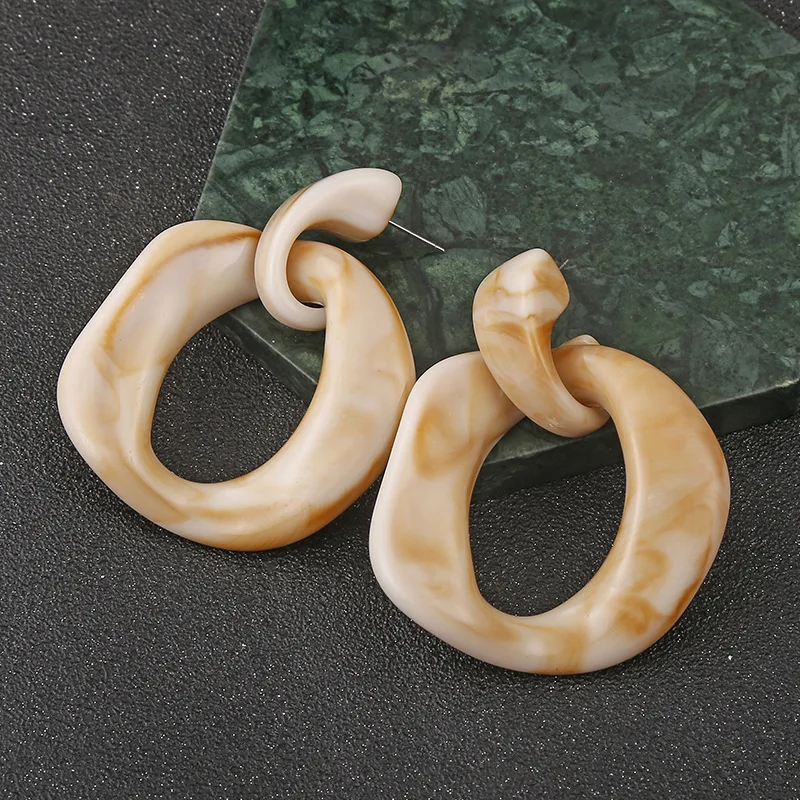 Модные большие серьги цепочки из смолы для женщин длинные винтажные акриловые