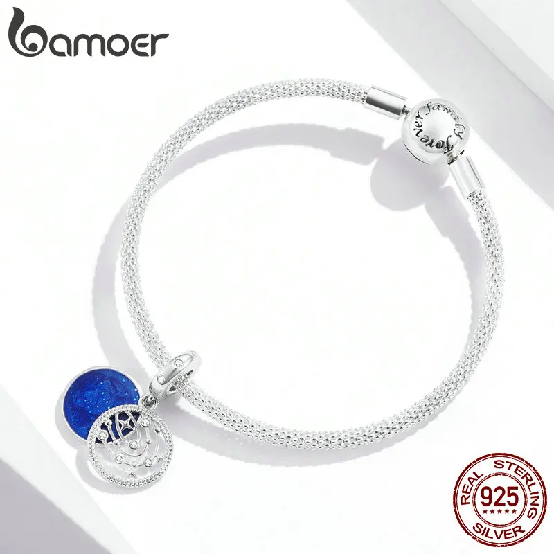 bamoer 2020 925 Sterling Silver Pendant Charm fit Original Fantasy Galaxy Bracelet Necklace DIY Fine Jewelry Accessories BSC311 |