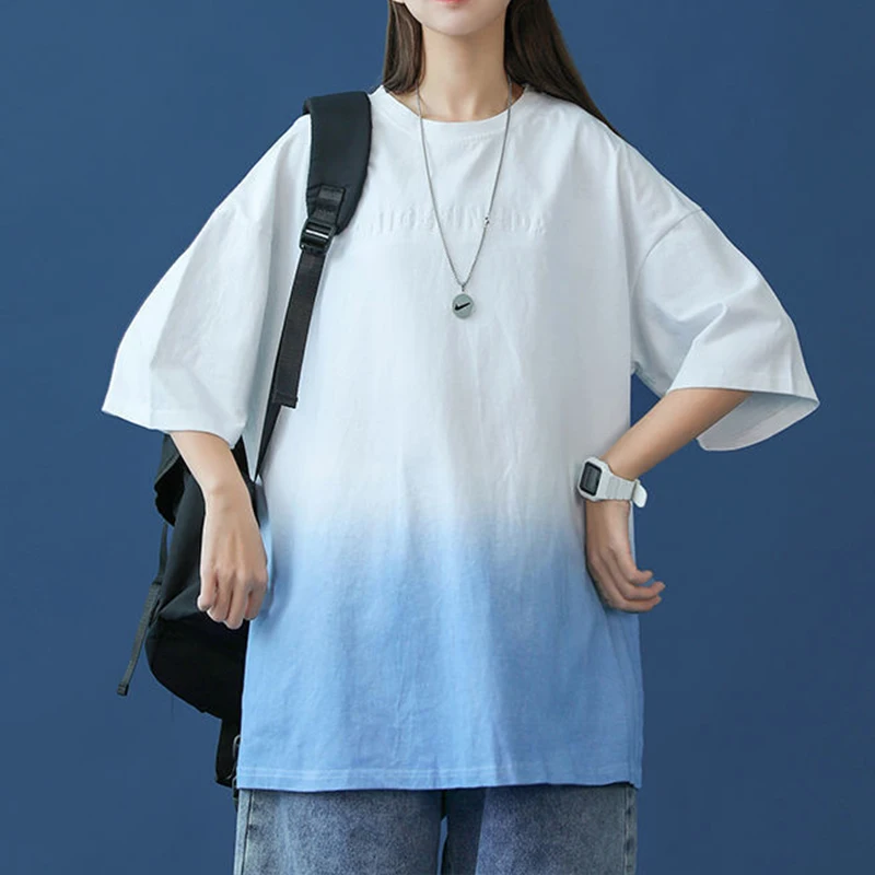 

Летняя футболка с коротким рукавом, женская футболка оверсайз, ретро футболка с коротким рукавом, свободная повседневная женская одежда, то...