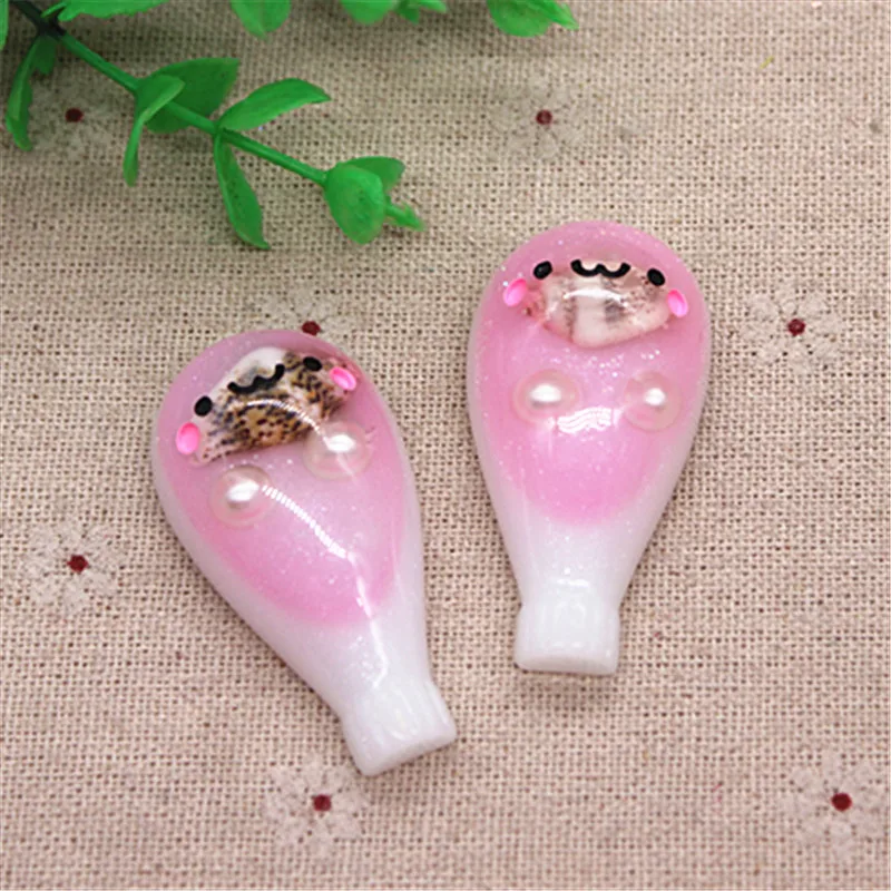 6 шт. Kawaii новый дизайн Блестящий Жемчуг из смолы смайлик воздушный шар с плоским