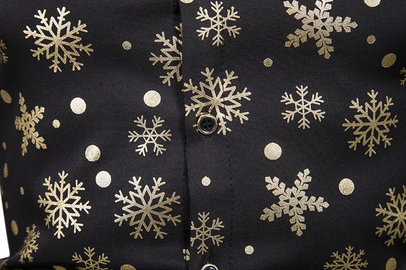Мужская приталенная рубашка с воротником-стойкой принтом снежинок | одежда