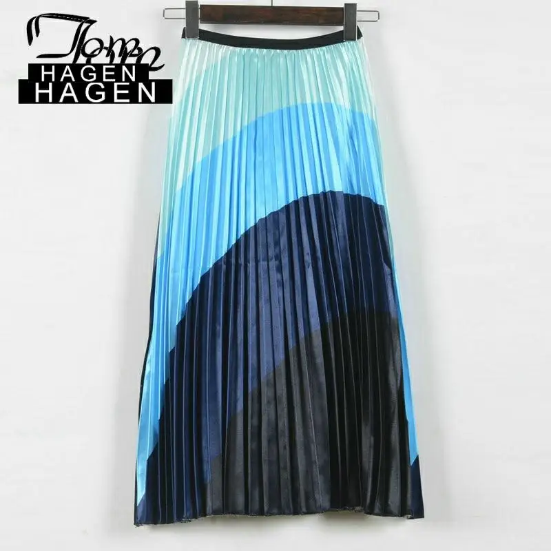 Том Хаген новая модная плиссированная юбка с принтом высокая талия весна лето