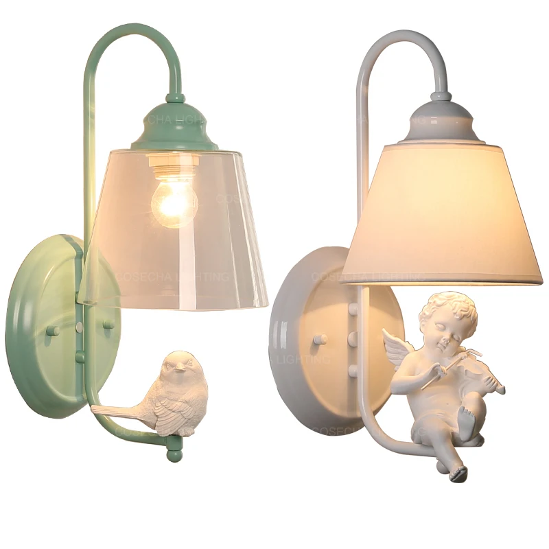 Современные Настенные светильники с птицами белые черные настенные бра прозрачным стеклянным затемнением