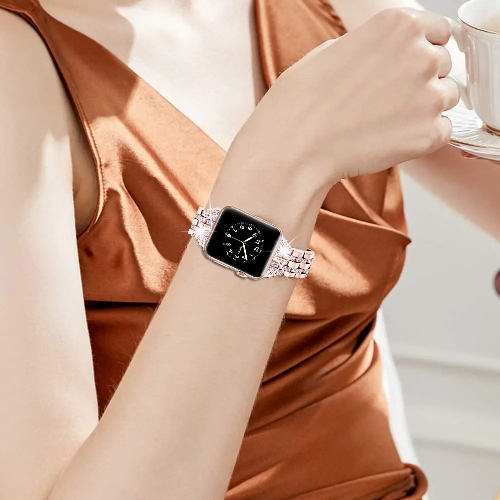 Pulseira para apple watch, 44 20mm, acessório com pulseira de diamante, 40mm
