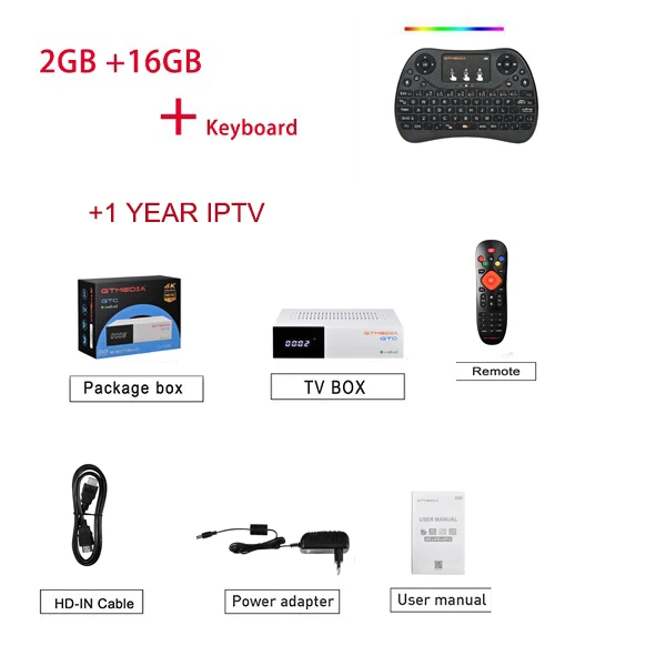 GTmedia GTC Smart tv BOX DVB-T2/S2/Cable ISDBT android 6,0 wifi H.265 поддержка World DIP tv m3u Netflix cccam Youtube Android tv BOX
