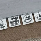 Индивидуальная маркировка на одежду-Персонализированные брендовые бирки из органического хлопка с логотипом или текстом, швейная машина, моющаяся кремовая Этикетка (5264)