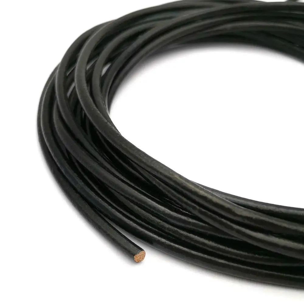 

Aaazee 2 Yards 4mm Round Black Leather Cords for DIY Bracelet Jewelry