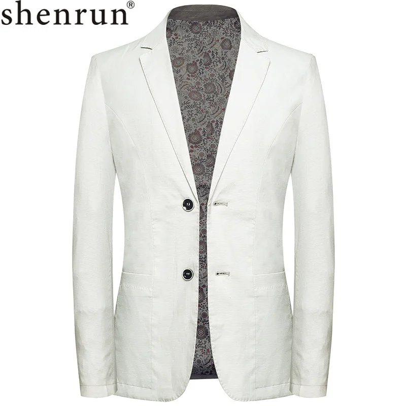 SHENRUN Новое поступление летний льняной Повседневный приталенный Мужской Пиджак