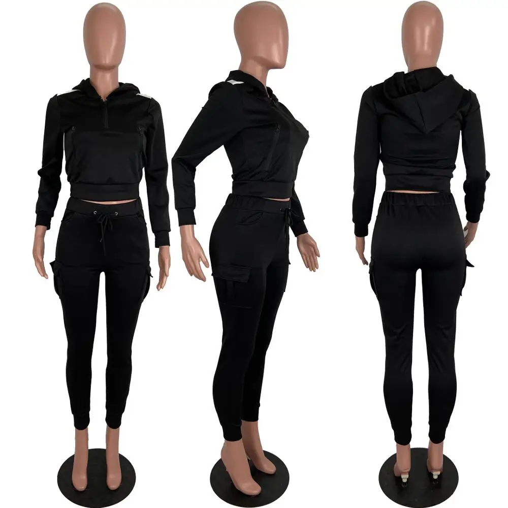 

2 piece set tracksuit Long sleeve zipper hoodie+sweatpant 2 pc set for women Solid jogging suits for women matching sets