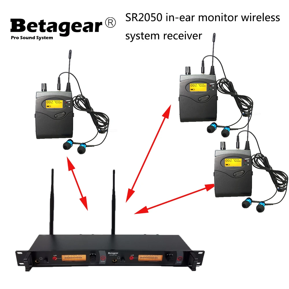 Bodypack com Fone de Ouvido para In-ear Sistema sem Fio Betagear Receptor Monitor Estéreo Estágio Profissional Sr2050 1