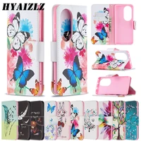p40 lite e phone case for huawei p50 p30 p20 pro etui wallet painted flip full protective cover leather card slot stand coque