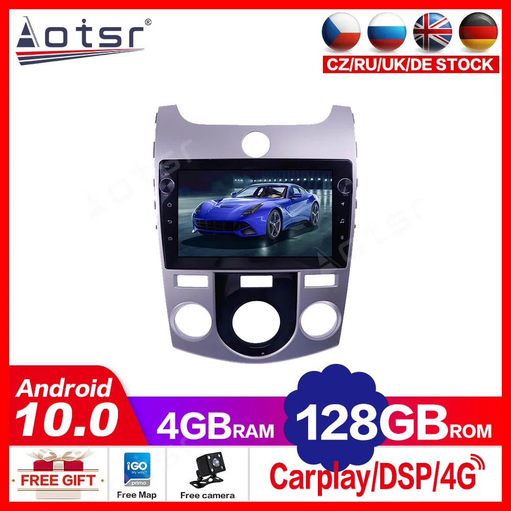 

Автомобильный мультимедийный плеер 4 + 128G для KIA Cerato 2008-2013 Android10.0, GPS-навигация, автомобильное стерео радио, аудио головное устройство Carplay DSP