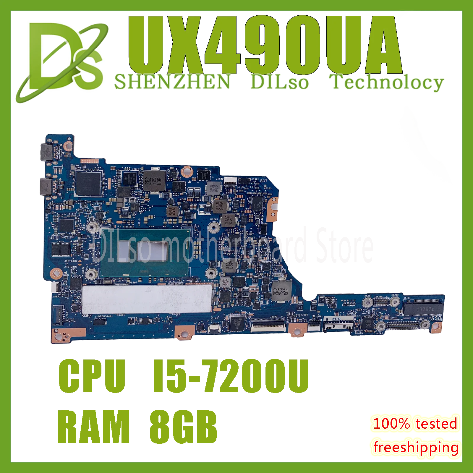 

UX490UA motherboard For ASUS zenbook UX490U UX490UA UX490UARU X490UAK UX490CA Laptop mainboard I5-7200U CPU 8G-RAM 100% test