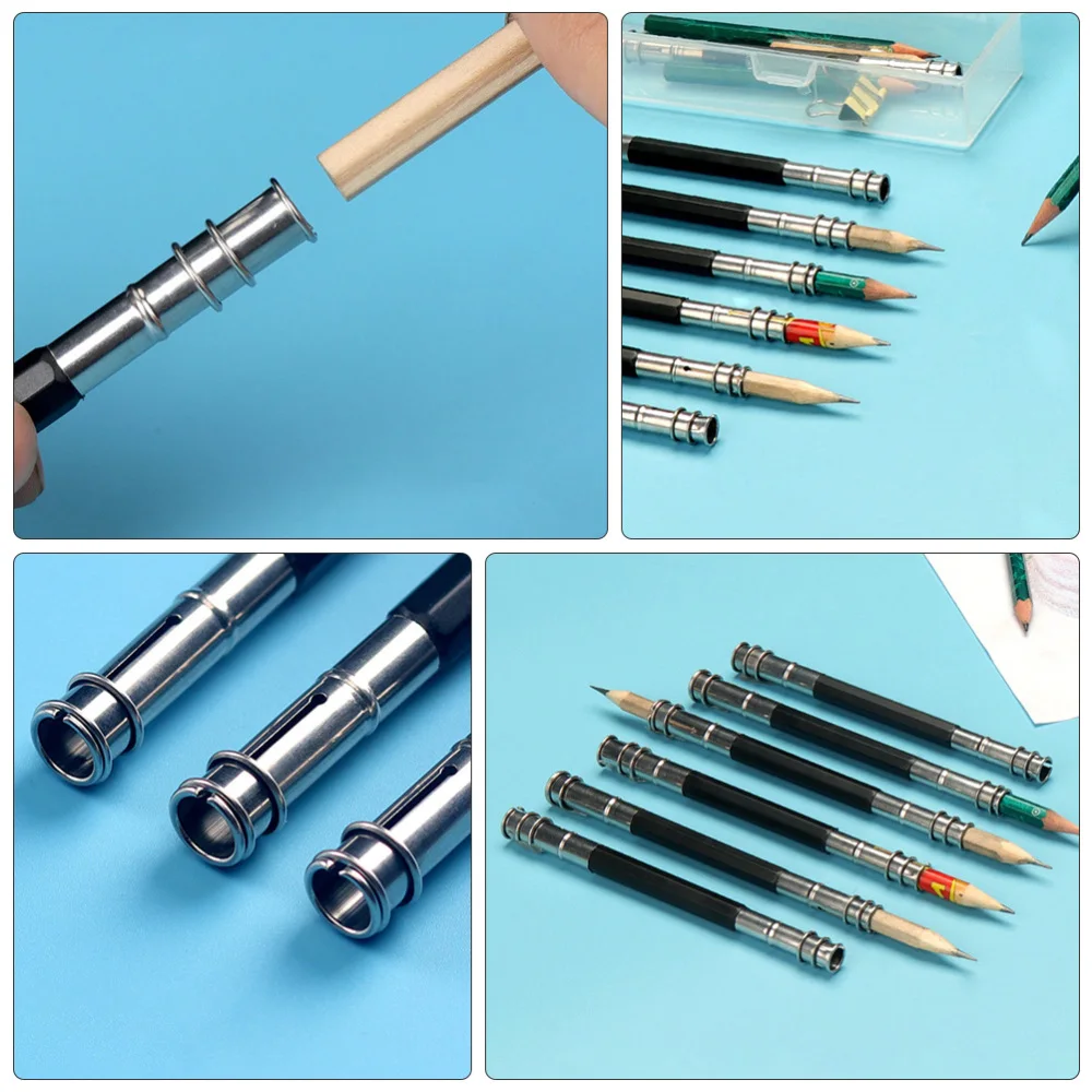 

10Pcs Pencil Lengthener Stainless Steel Pencil Extender School Office Supplies