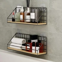 woodeniron wall shelf organizer holder kitchen supplies hanging storage cabinet organizer for home bathroom household items