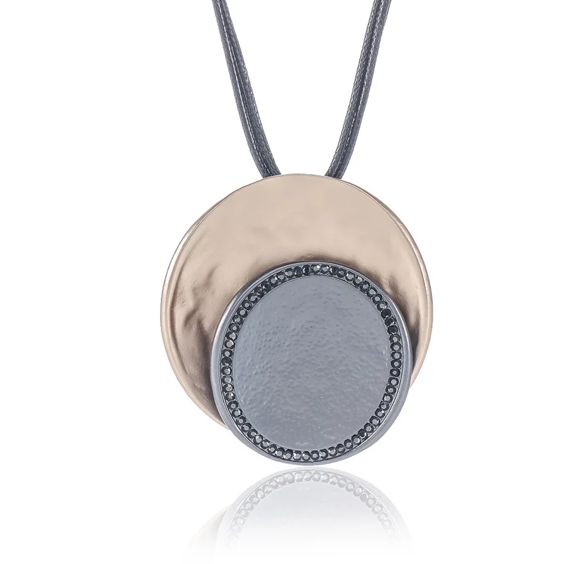 

ELOYHI женское ожерелье верхняя одежда с геометрическим узором качество двойной воротник кожа колье для женщин в стиле панк модные ожерелья & ...