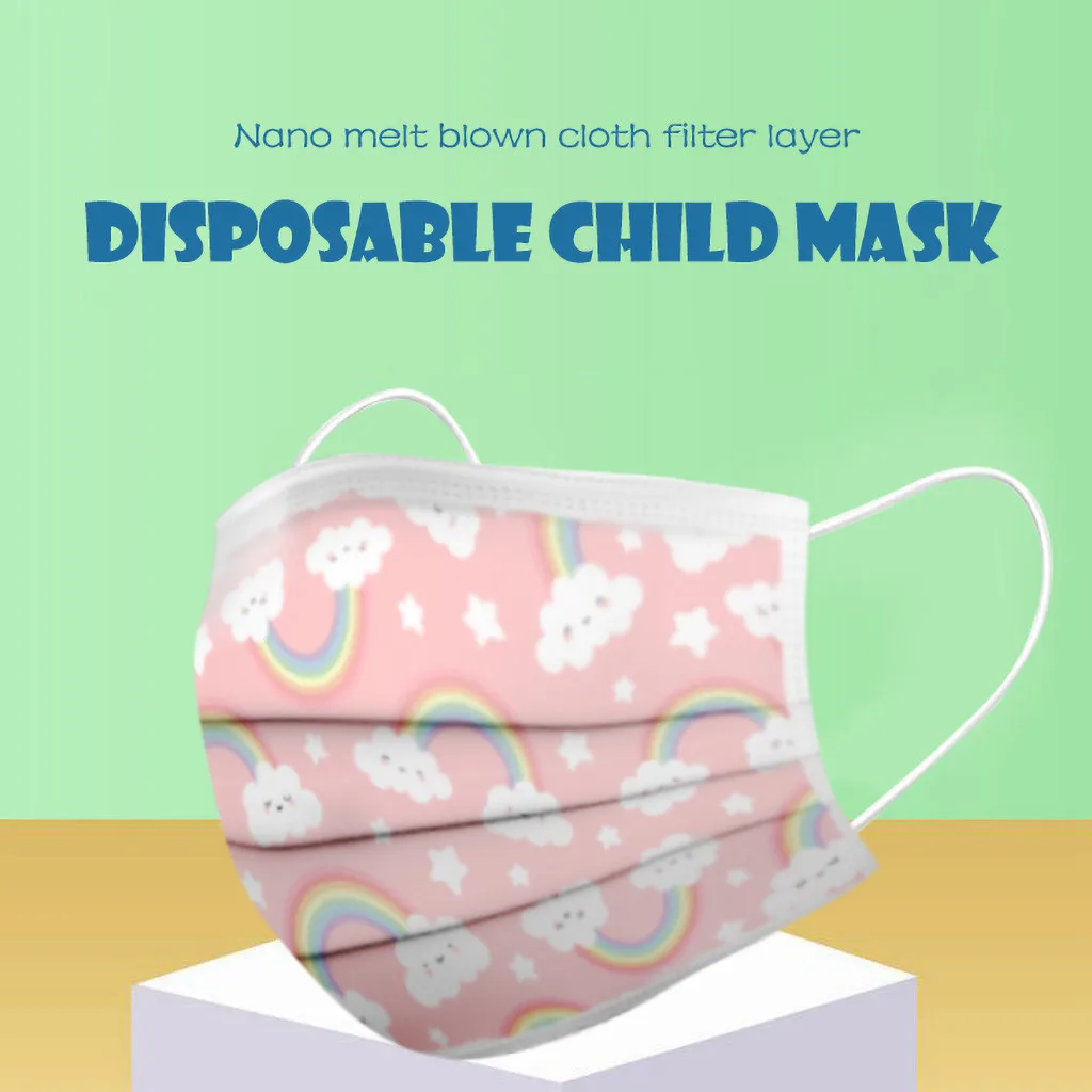

Маска одноразовая трехслойная детская с фильтром, мультяшная утолщенная маска для лица и рта, быстрая доставка с петлей, 20 шт. в коробке