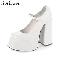 sorbern mary janes block heel women pump vintage style high heel lady shoes women pump shoes ladies square heels custom colors