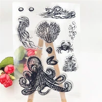 retro octopus crab clear stamp rubber transparent silicone seal for diy scrapbooking photo album decorative template crafts