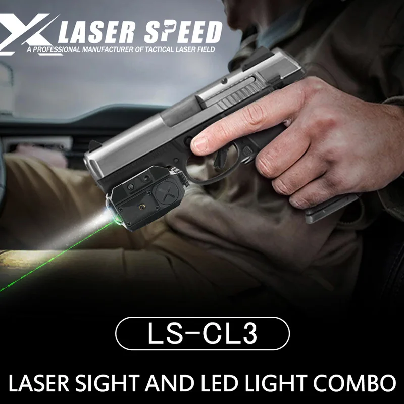 Aluminum Tactical Flashlight And Green Laser Sight Picatinny Rail Mounted Lanterna Pistola Gun Light